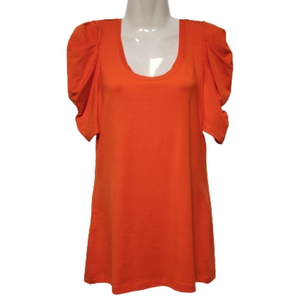 Orange Tops, Short Sleeve Orange Blouse, Capped Sleeve Top- Size M, L - NWOT